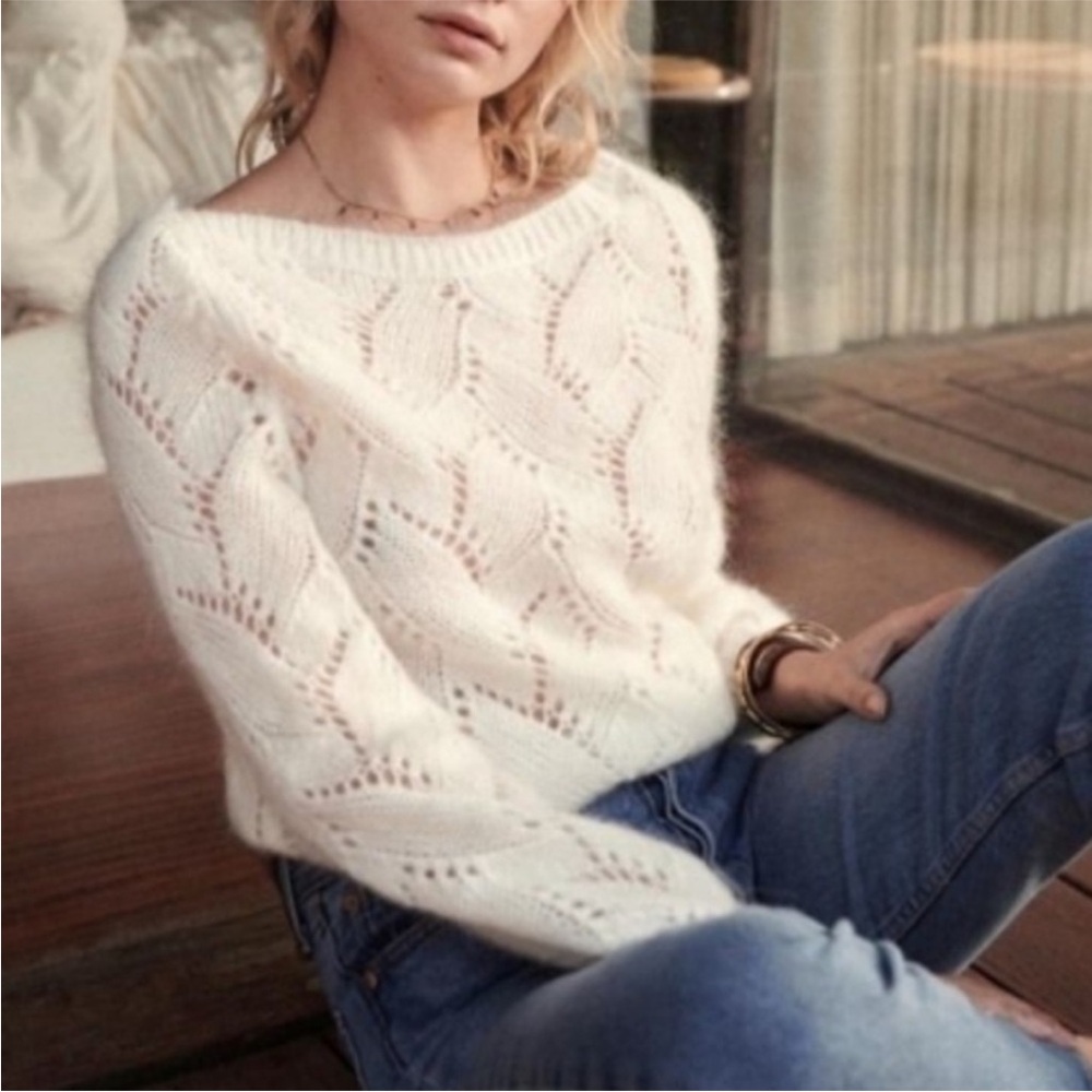 Sezane Cream mohair Knit Sweater (fits like M/L)